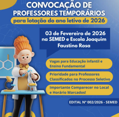 Imagem da notícia Professores do quadro temporário são convocados em Costa Rica